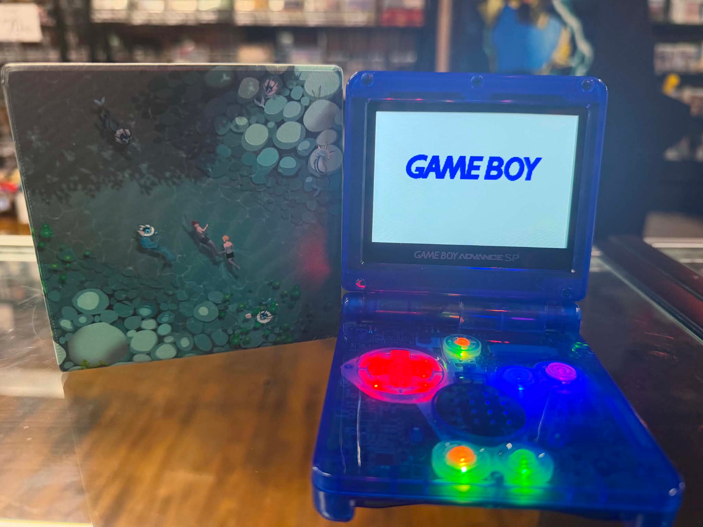 Gameboy Advance SP Custom Vaporeon Edition (Modded) (Reshelled) (Refurbished) - SCG Console