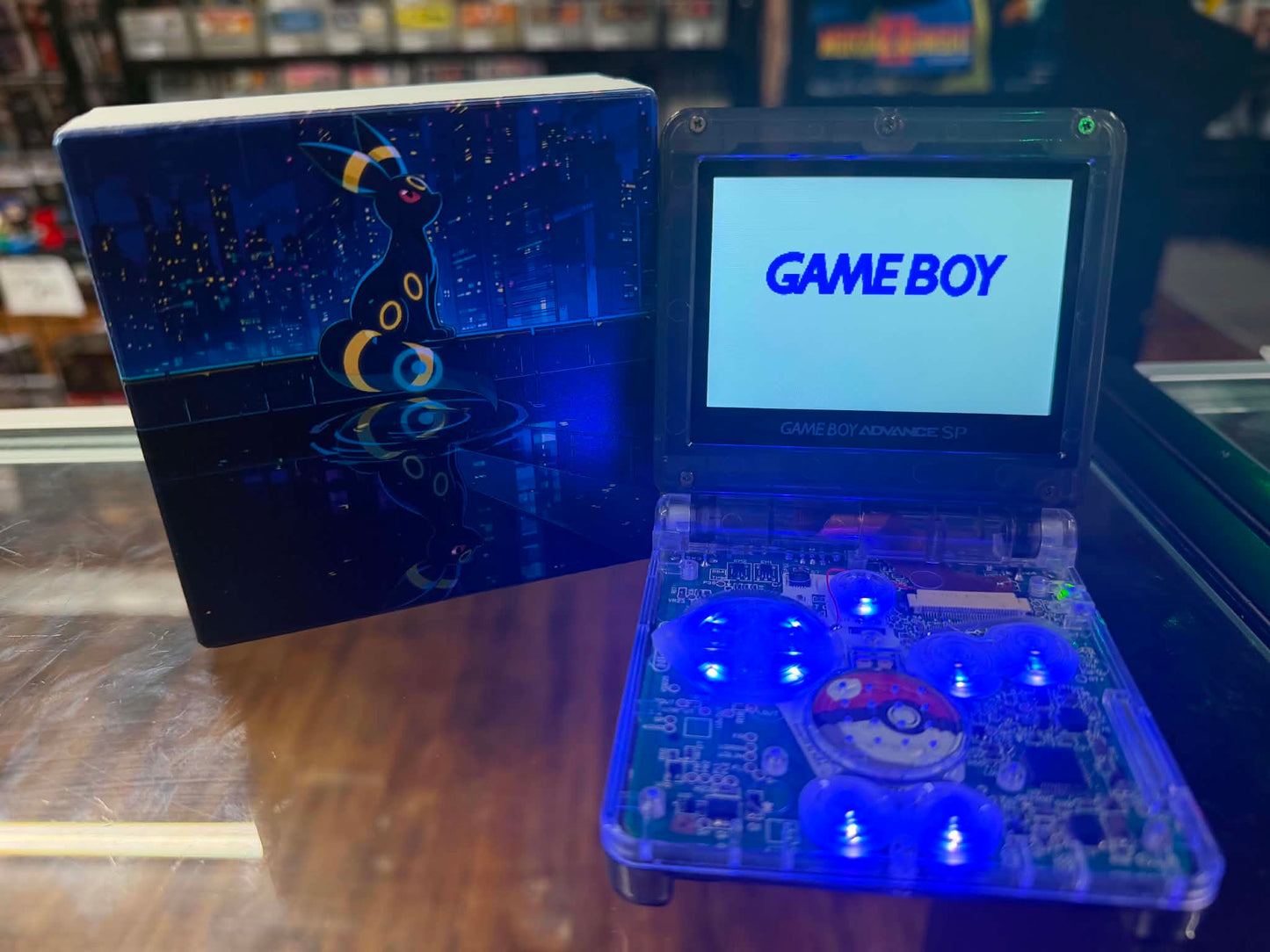 Gameboy Advance SP Custom Blue Umbreon Edition (Modded) (Reshelled) (Refurbished) - SCG Console