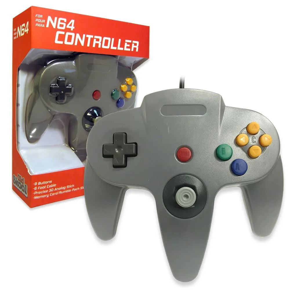 Old Skool N64 Controller (GREY) (NEW) - Video Game Advantage