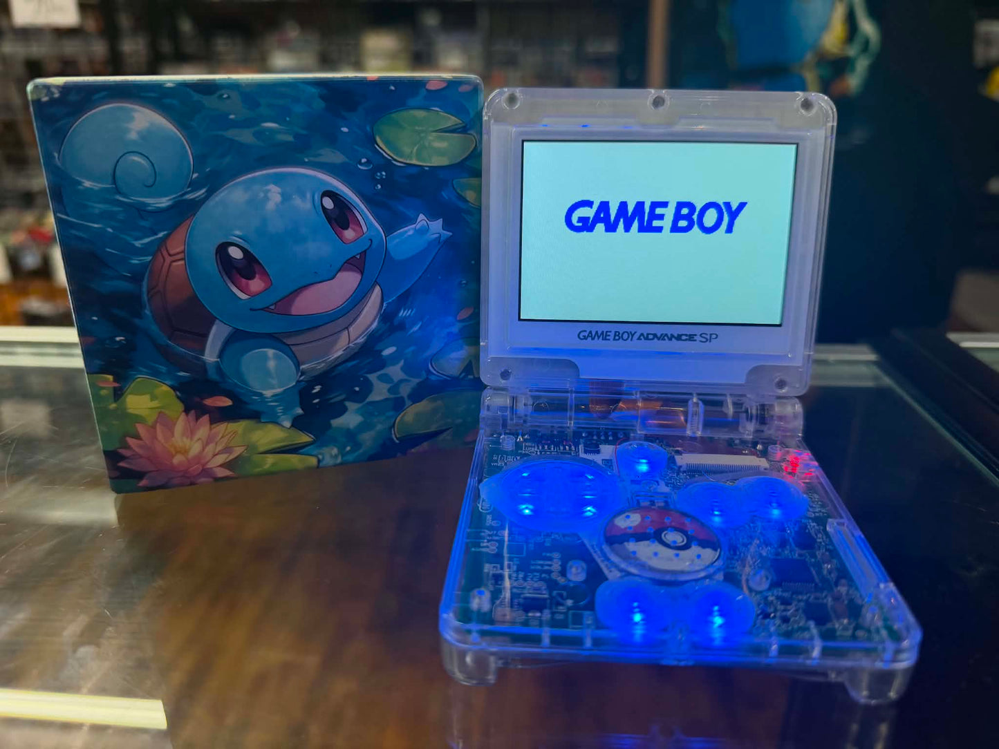 Gameboy Advance SP Custom Squirtle Edition (Modded) (Reshelled) (Refurbished) - SCG Console
