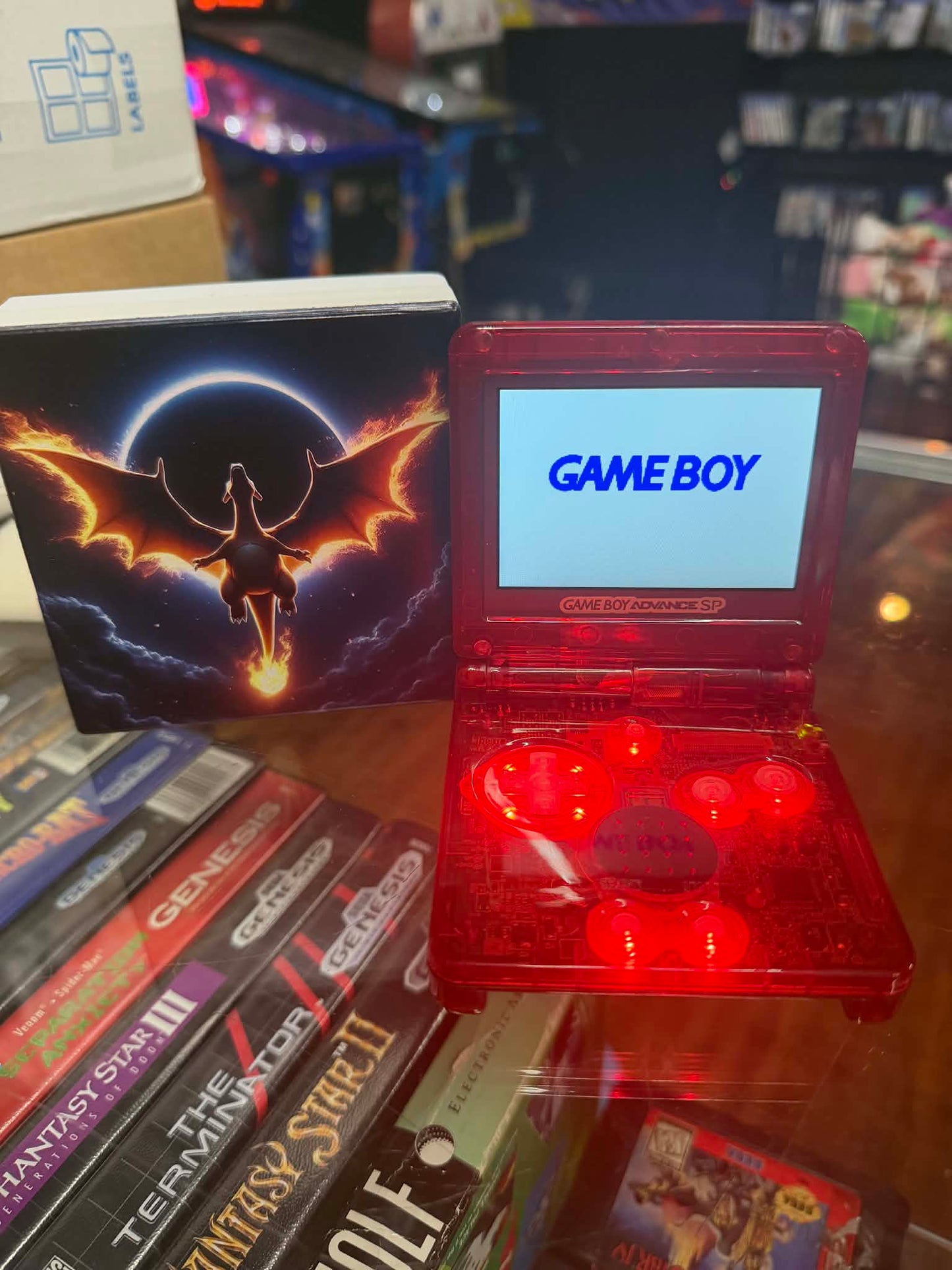 Gameboy Advance SP Custom Charizard Edition (Modded) (Reshelled) (Refurbished) - SCG Console