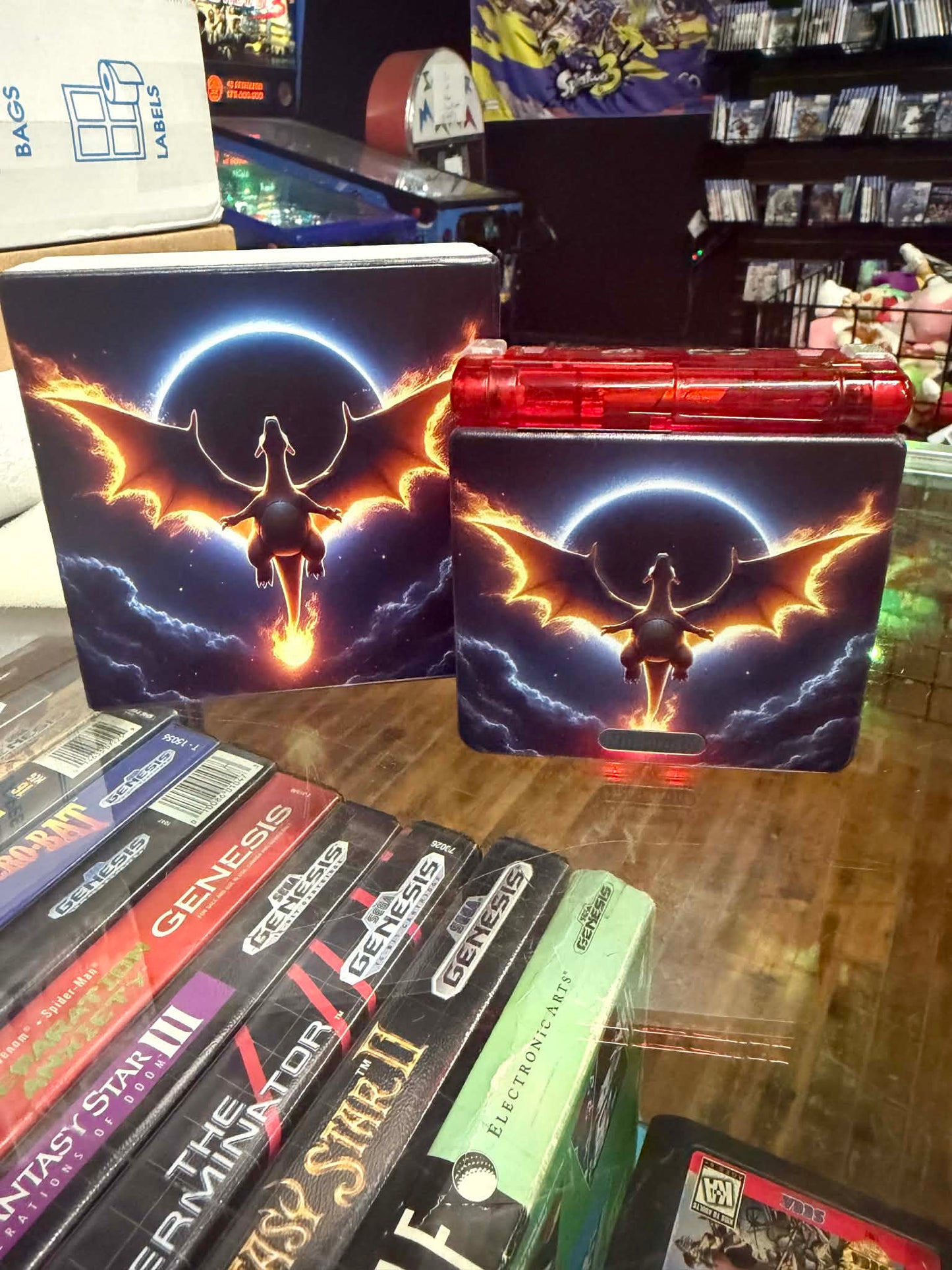 Gameboy Advance SP Custom Charizard Edition (Modded) (Reshelled) (Refurbished) - SCG Console