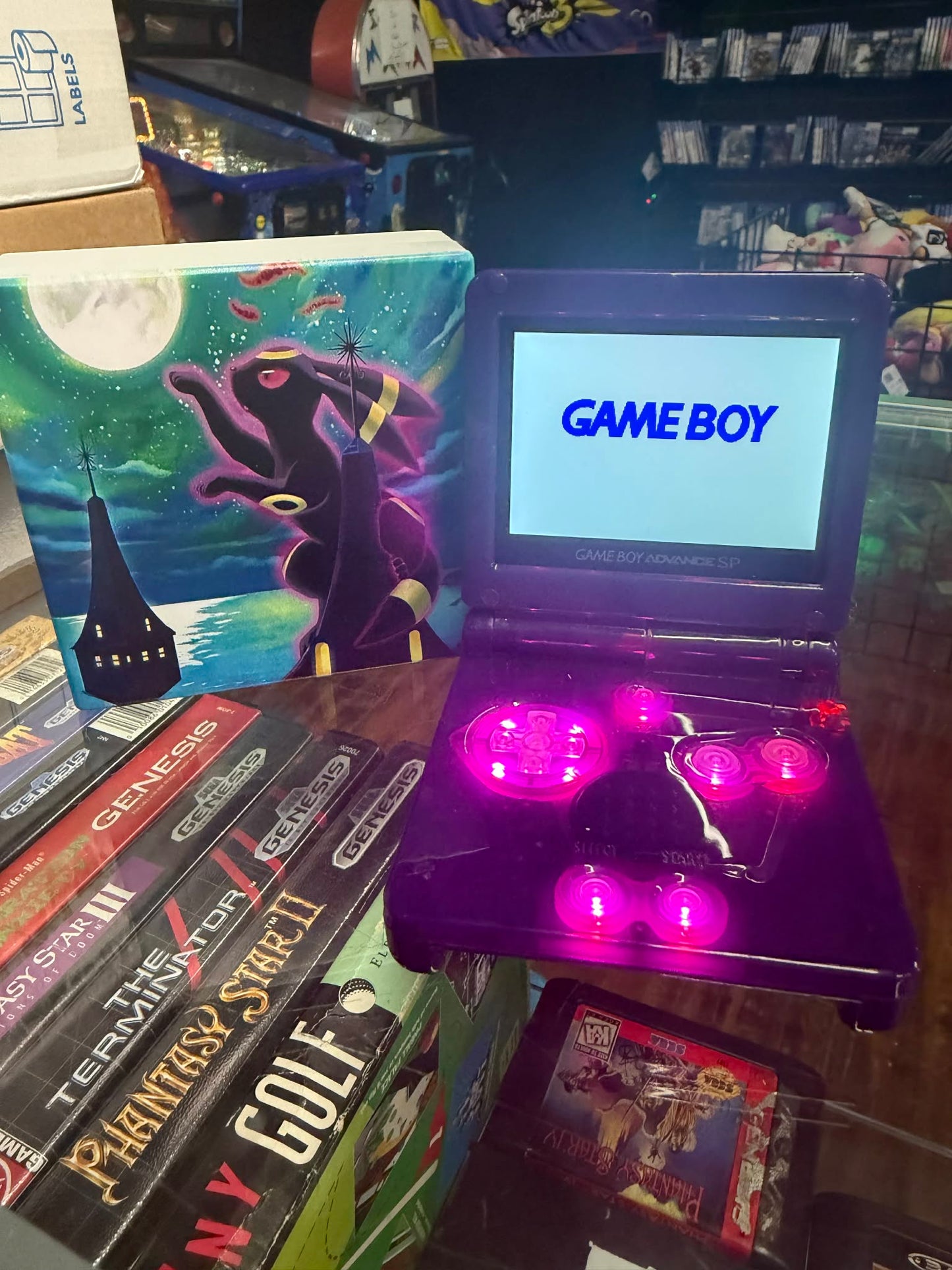Gameboy Advance SP Custom Moonbreon Edition (Modded) (Reshelled) (Refurbished) - SCG Console