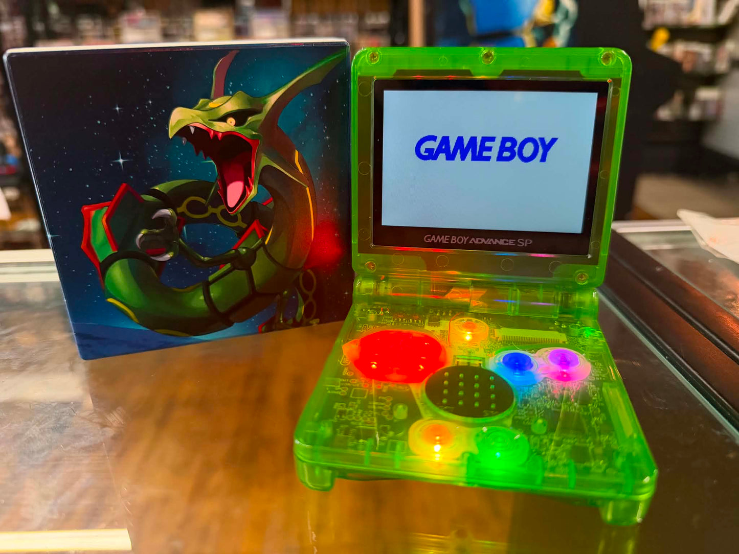 Gameboy Advance SP Custom Rayquaza Edition (Modded) (Reshelled) (Refurbished) - SCG Console