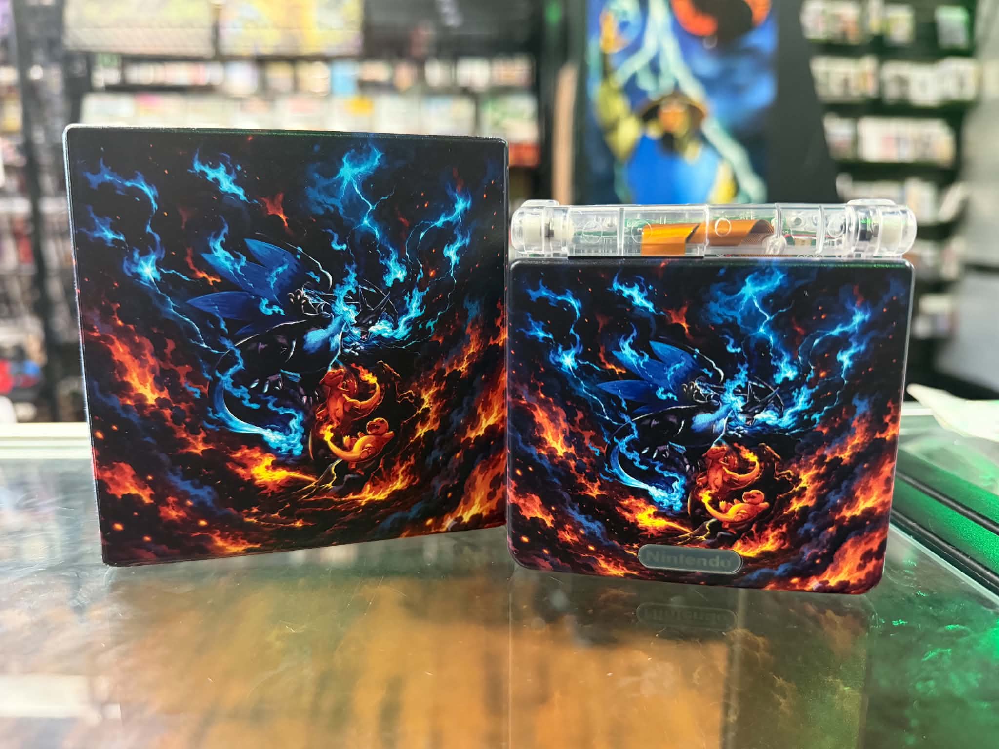 Gameboy Advance SP Custom Dark Charizard Edition (Modded) (Reshelled ...