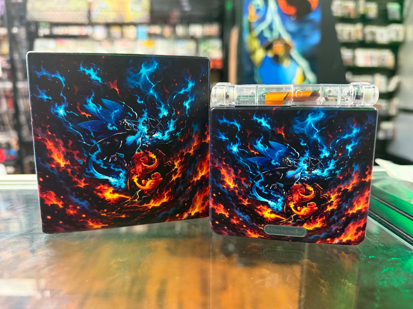 Gameboy Advance SP Custom Dark Charizard Edition (Modded) (Reshelled) (Refurbished) - SCG Console