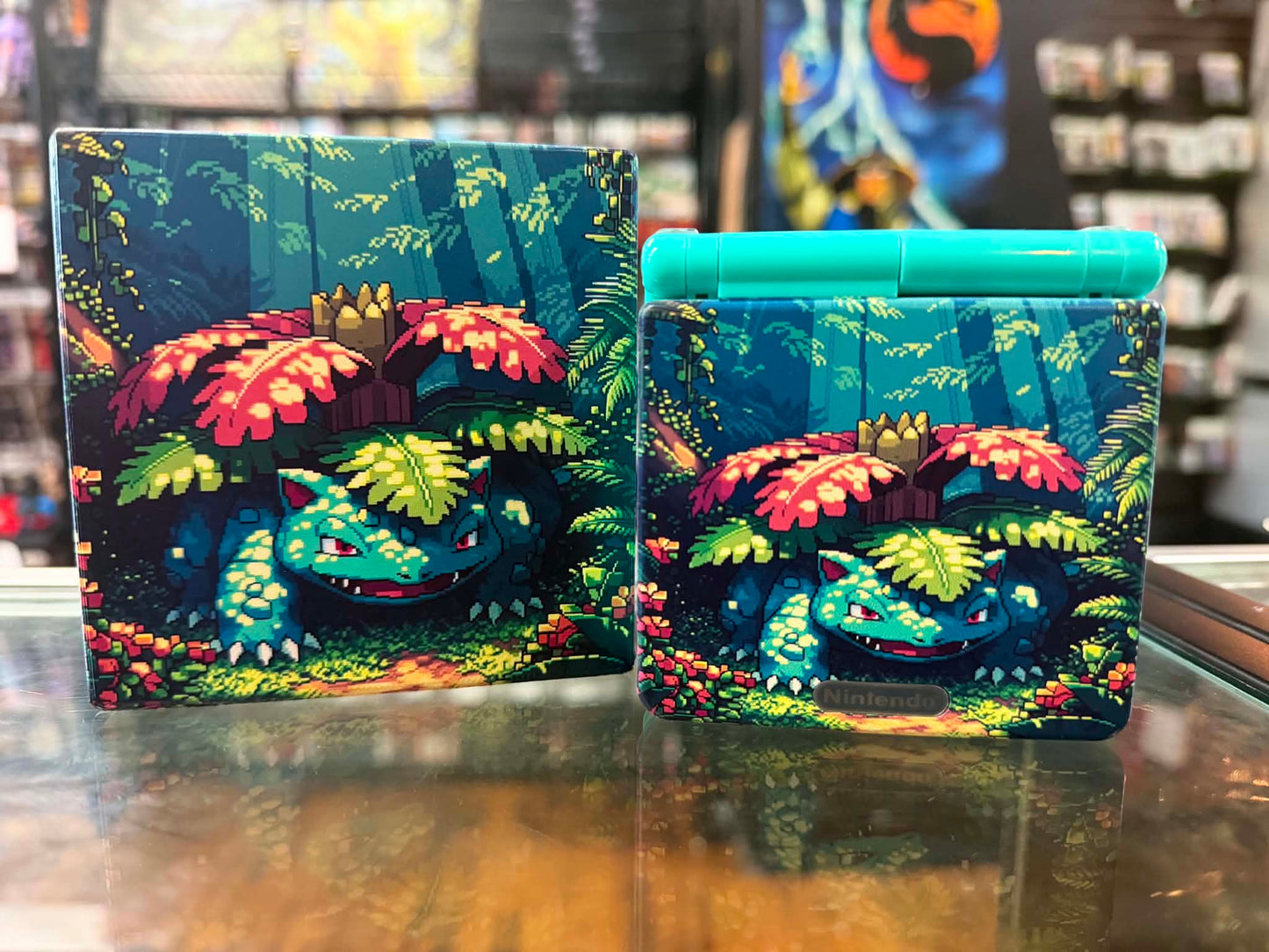 Gameboy Advance SP Custom Venosaur Edition (Modded) (Reshelled) (Refurbished) - SCG Console