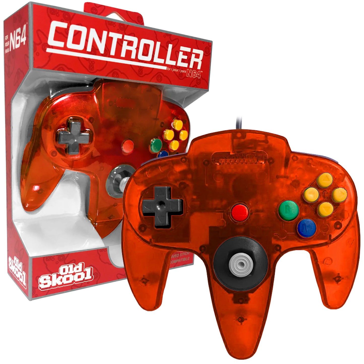 Old Skool N64 Controller (Fire Orange) (NEW) - Video Game Advantage
